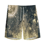Full Moon And Night Stars Print Men's Sports Shorts