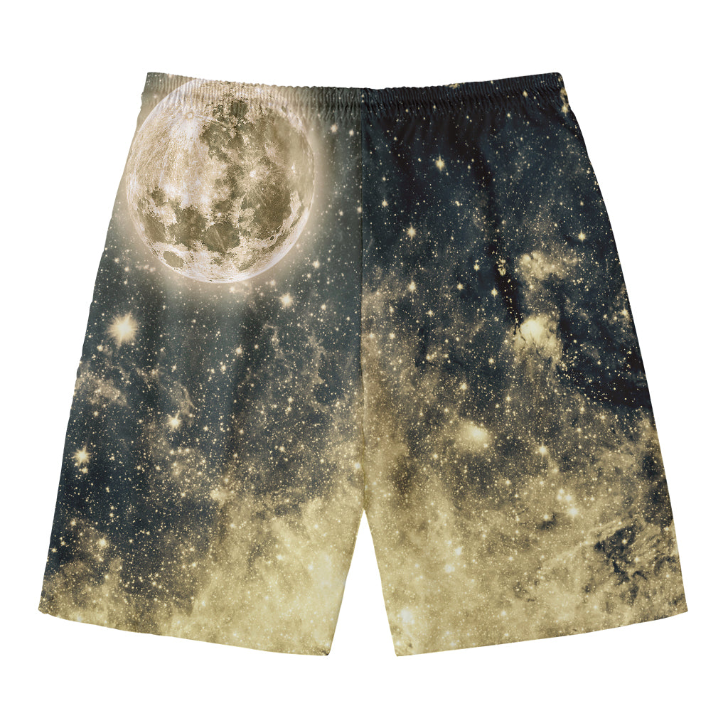 Full Moon And Night Stars Print Men's Swim Trunks