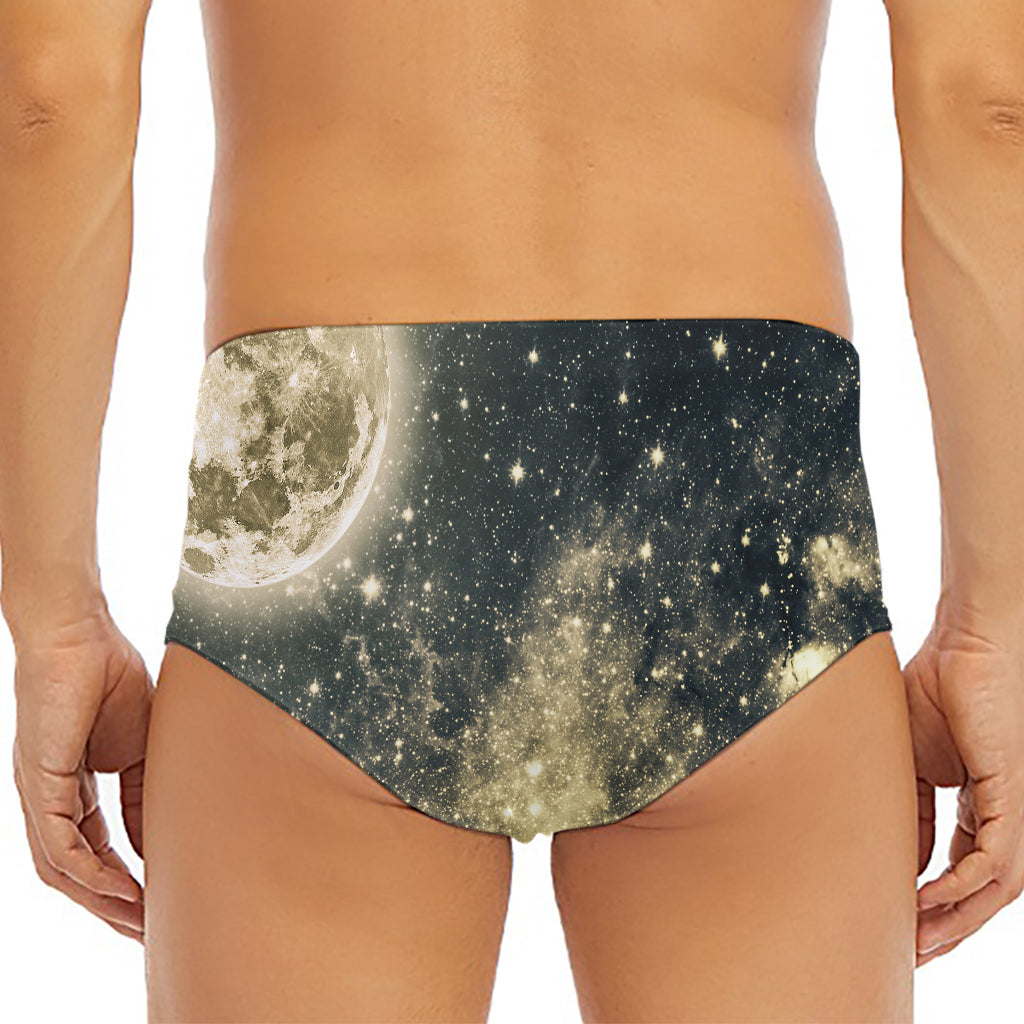 Full Moon And Night Stars Print Men's Triangle Swim Briefs