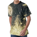 Full Moon And Night Stars Print Men's Velvet T-Shirt