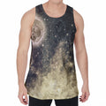 Full Moon And Night Stars Print Men's Velvet Tank Top