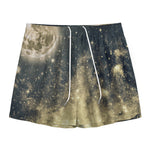 Full Moon And Night Stars Print Mesh Shorts