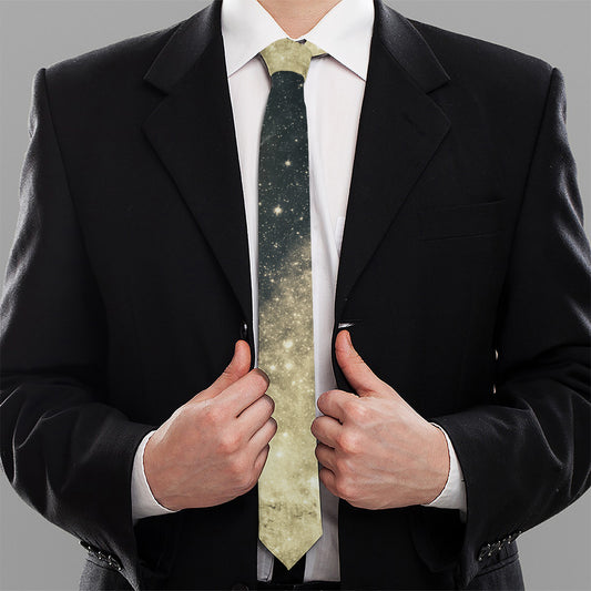 Full Moon And Night Stars Print Necktie