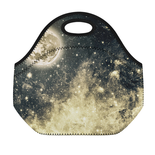 Full Moon And Night Stars Print Neoprene Lunch Bag