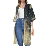 Full Moon And Night Stars Print Open Front Beach Cover Up