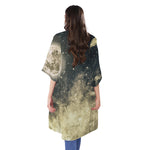 Full Moon And Night Stars Print Open Front Beach Cover Up