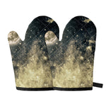 Full Moon And Night Stars Print Oven Mitts
