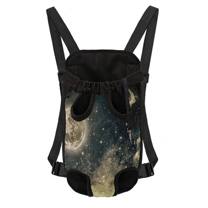 Full Moon And Night Stars Print Pet Carrier Backpack