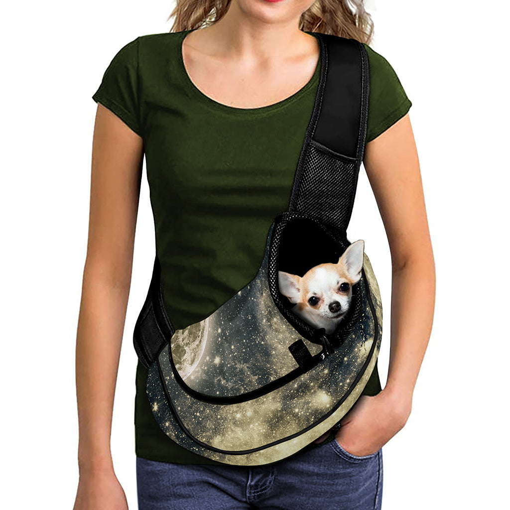 Full Moon And Night Stars Print Pet Sling Carrier