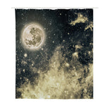 Full Moon And Night Stars Print Polyester Shower Curtain