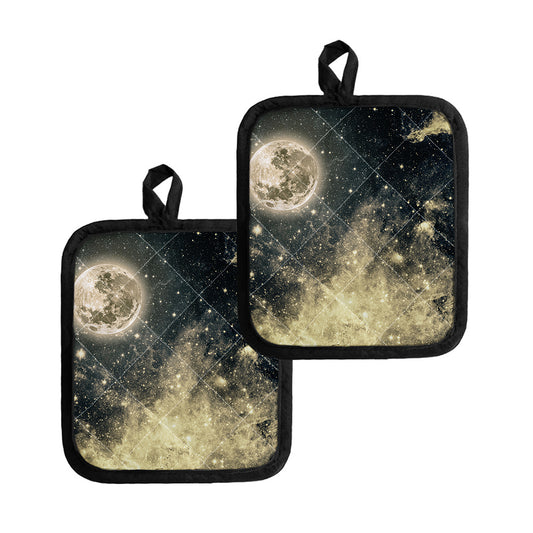 Full Moon And Night Stars Print Pot Holders