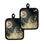 Full Moon And Night Stars Print Pot Holders