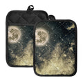 Full Moon And Night Stars Print Pot Holders With Pocket