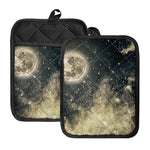 Full Moon And Night Stars Print Pot Holders With Pocket
