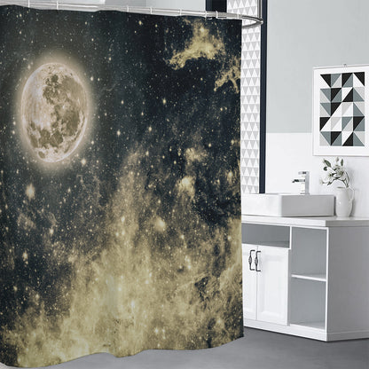 Full Moon And Night Stars Print Premium Shower Curtain