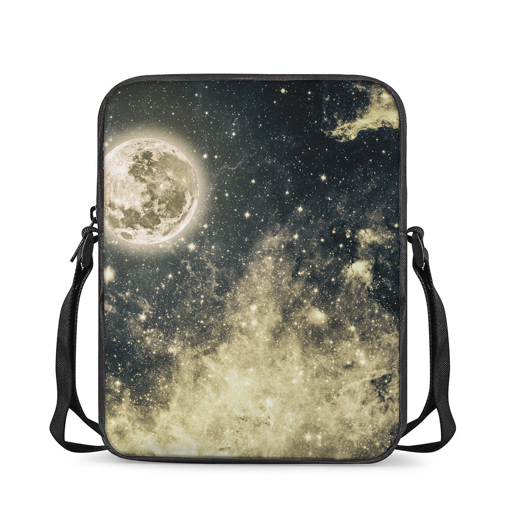 Full Moon And Night Stars Print Rectangular Crossbody Bag