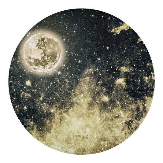 Full Moon And Night Stars Print Round Blanket