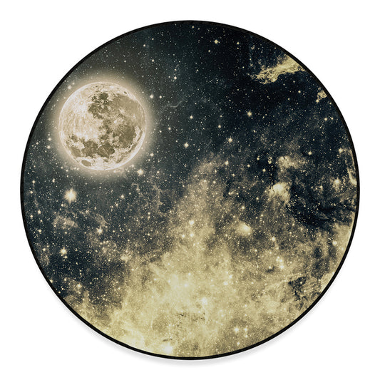Full Moon And Night Stars Print Round Floor Mat