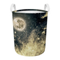 Full Moon And Night Stars Print Round Laundry Basket