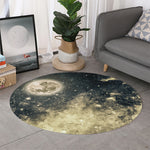 Full Moon And Night Stars Print Round Rug