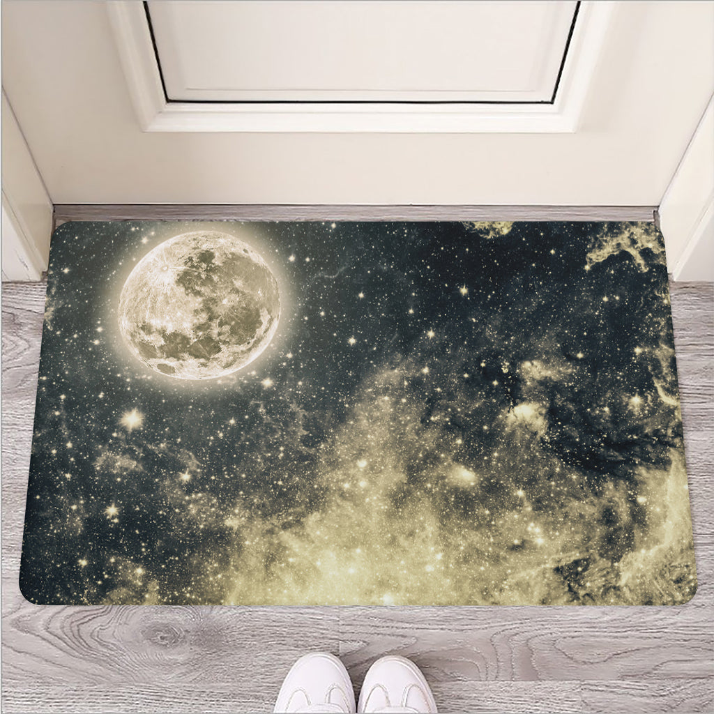 Full Moon And Night Stars Print Rubber Doormat