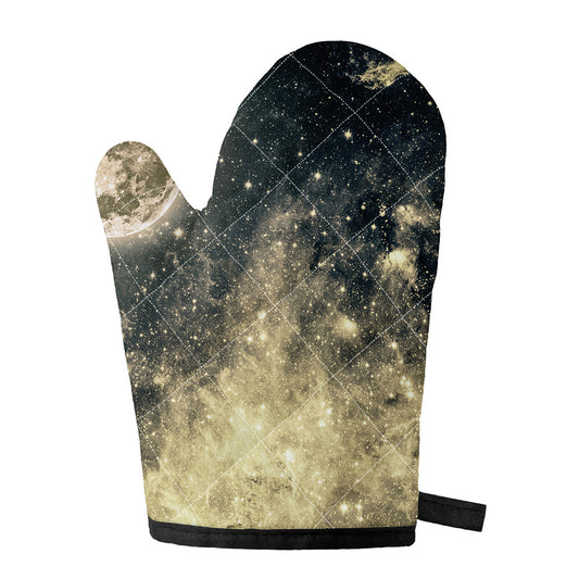Full Moon And Night Stars Print Single Oven Mitt