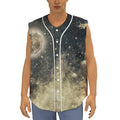 Full Moon And Night Stars Print Sleeveless Baseball Jersey