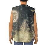 Full Moon And Night Stars Print Sleeveless Baseball Jersey