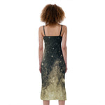 Full Moon And Night Stars Print Slim Fit Midi Cami Dress