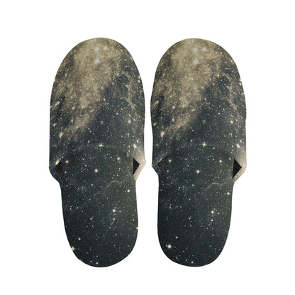 Full Moon And Night Stars Print Slippers