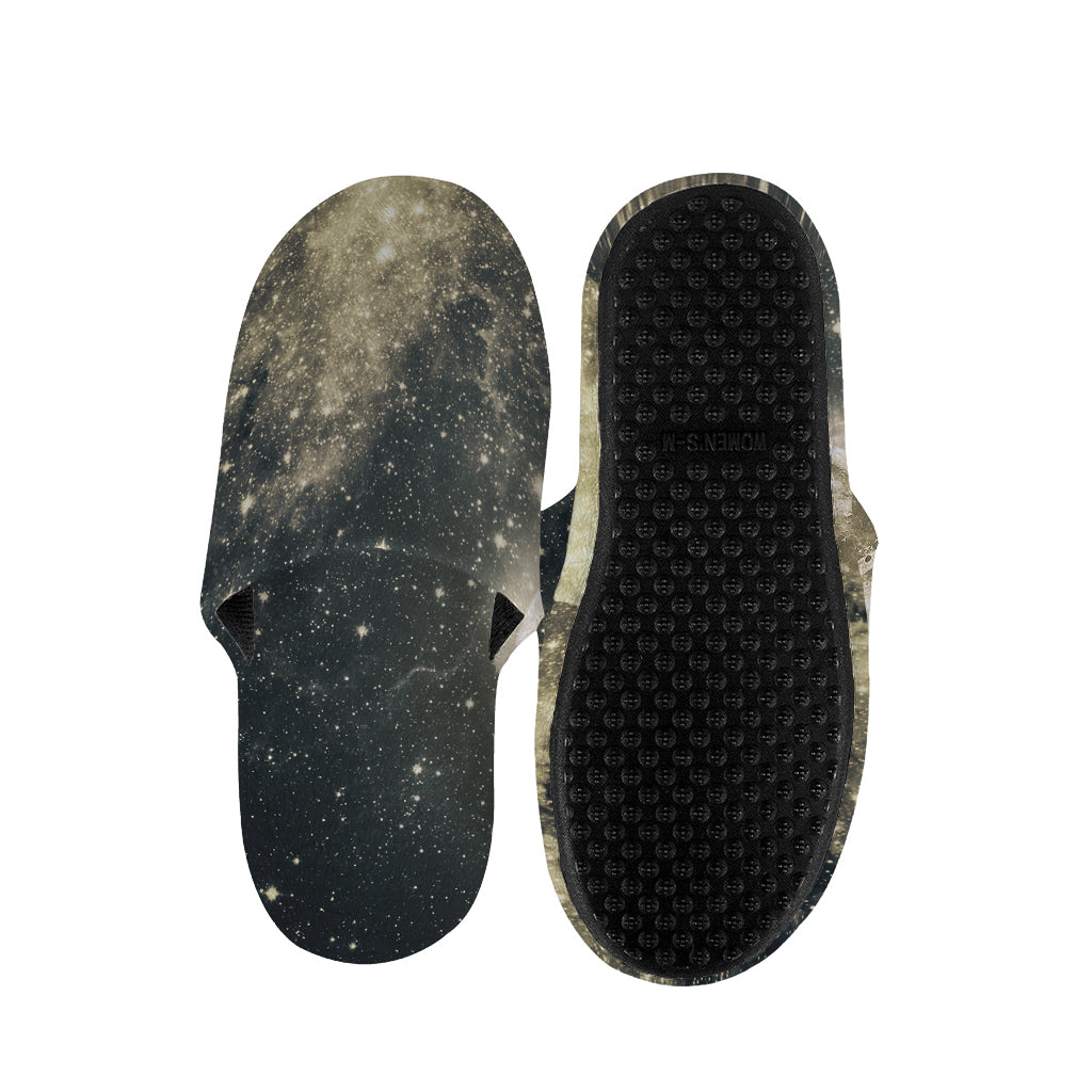 Full Moon And Night Stars Print Slippers