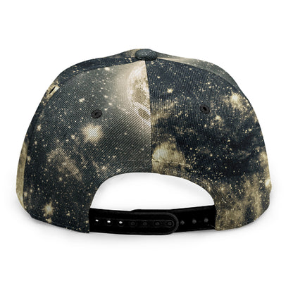 Full Moon And Night Stars Print Snapback Cap