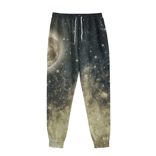 Full Moon And Night Stars Print Sweatpants