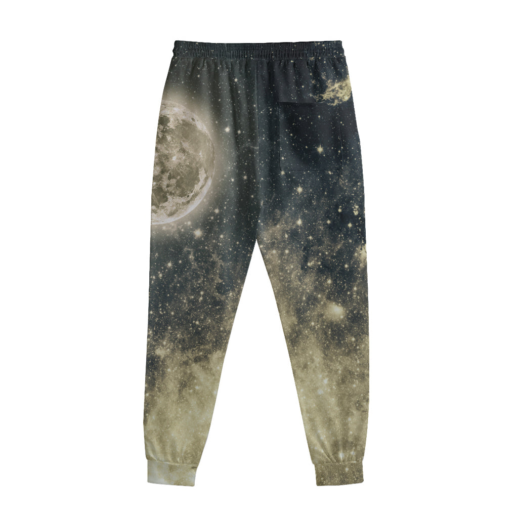 Full Moon And Night Stars Print Sweatpants