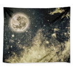 Full Moon And Night Stars Print Tapestry