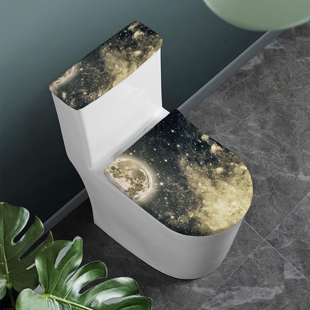 Full Moon And Night Stars Print Toilet Lid And Tank Cover Set