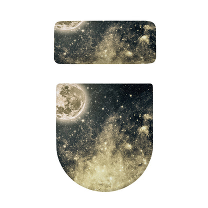 Full Moon And Night Stars Print Toilet Lid And Tank Cover Set