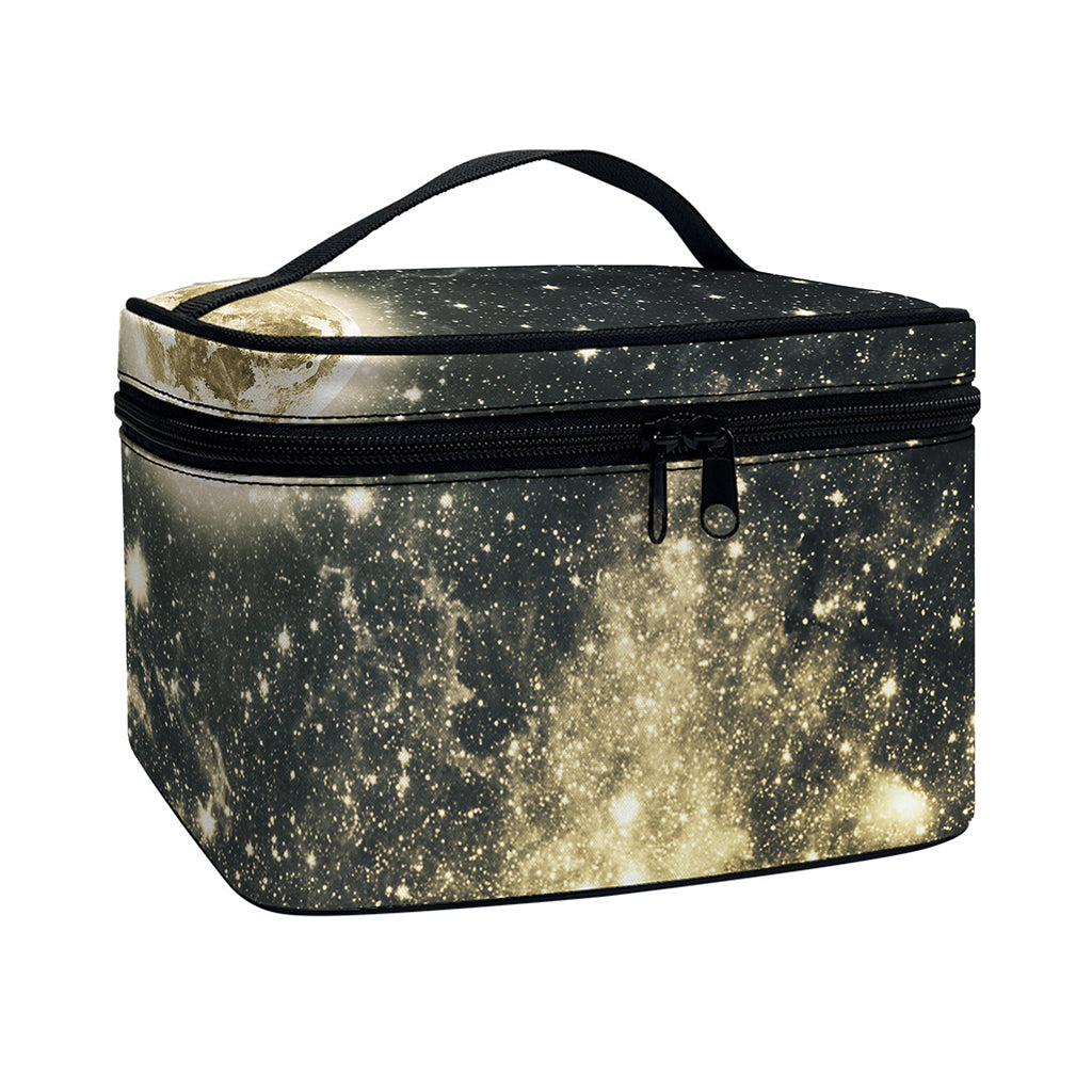 Full Moon And Night Stars Print Travel Makeup Bag