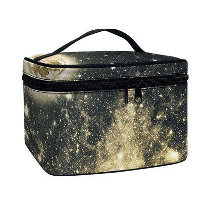 Full Moon And Night Stars Print Travel Makeup Bag