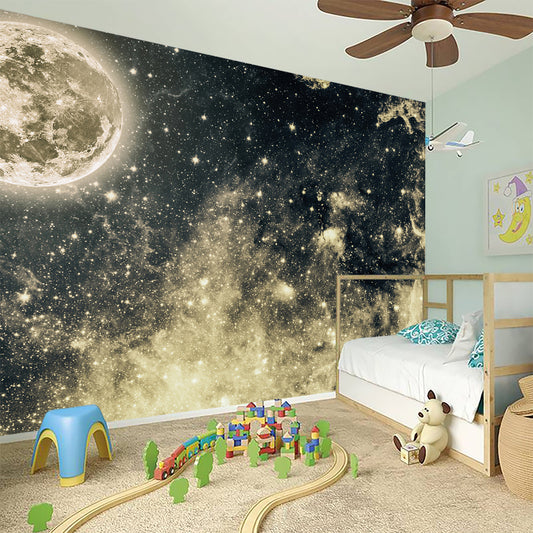 Full Moon And Night Stars Print Wall Sticker