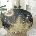 Full Moon And Night Stars Print Waterproof Round Tablecloth