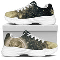 Full Moon And Night Stars Print White Chunky Shoes