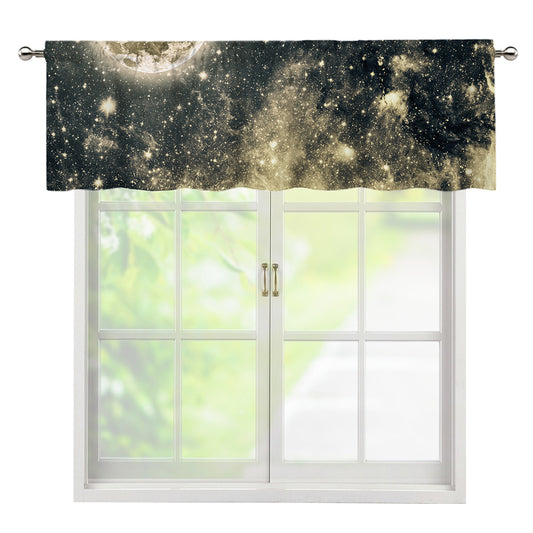 Full Moon And Night Stars Print Window Valance