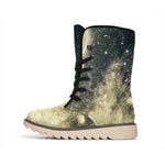 Full Moon And Night Stars Print Winter Boots