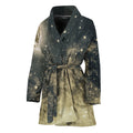 Full Moon And Night Stars Print Women's Bathrobe