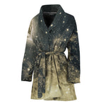 Full Moon And Night Stars Print Women's Bathrobe