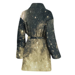 Full Moon And Night Stars Print Women's Bathrobe