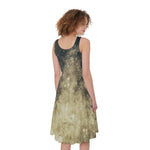 Full Moon And Night Stars Print Women's Sleeveless Dress