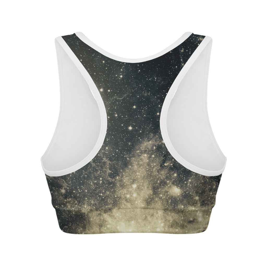 Full Moon And Night Stars Print Women's Sports Bra