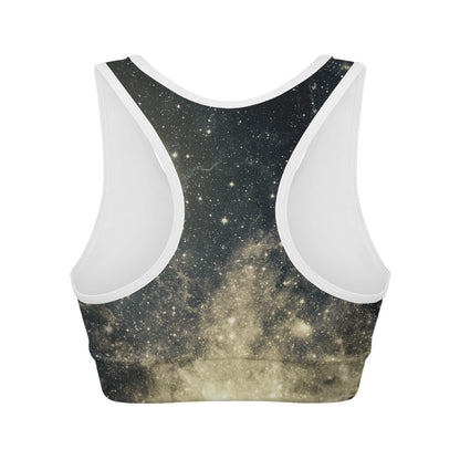 Full Moon And Night Stars Print Women's Sports Bra